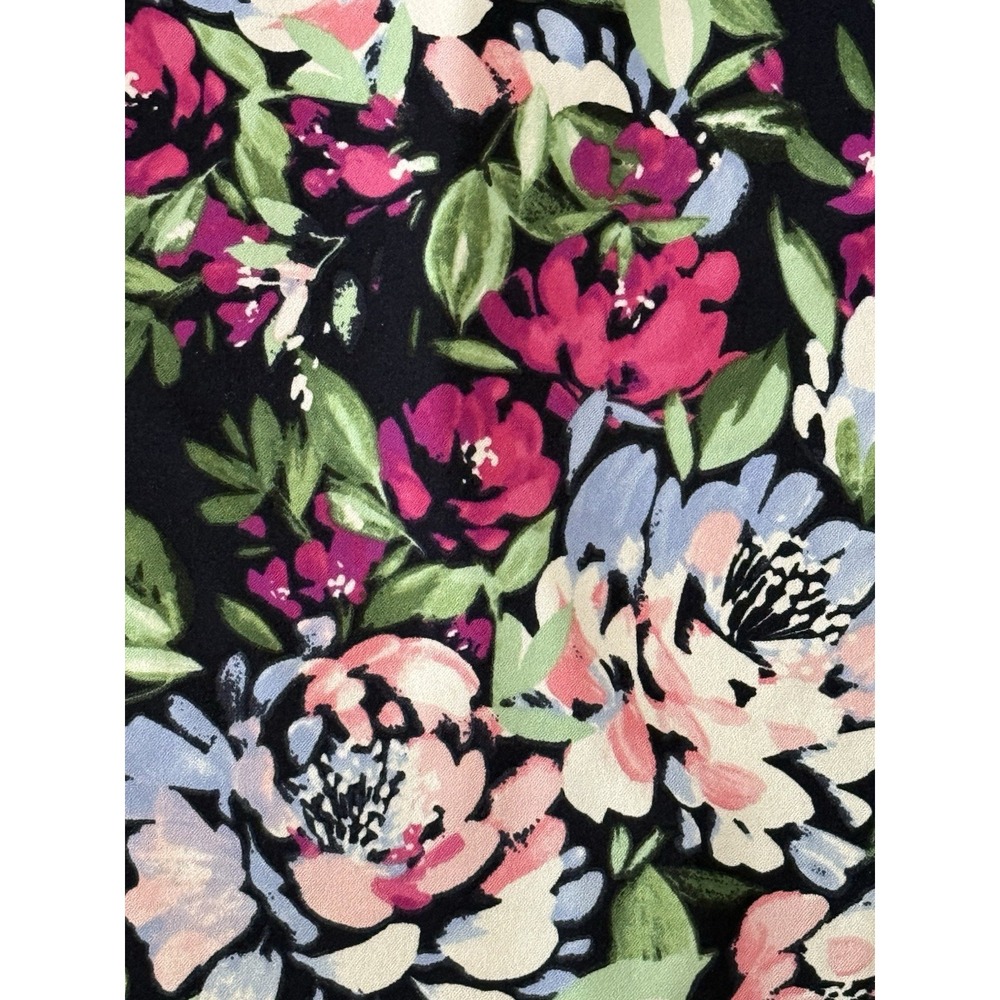 Vince Camuto Navy Blue Floral Sheath Dress Cap Sleeve Size 8 Stretch Tropical - Picture 4 of 14